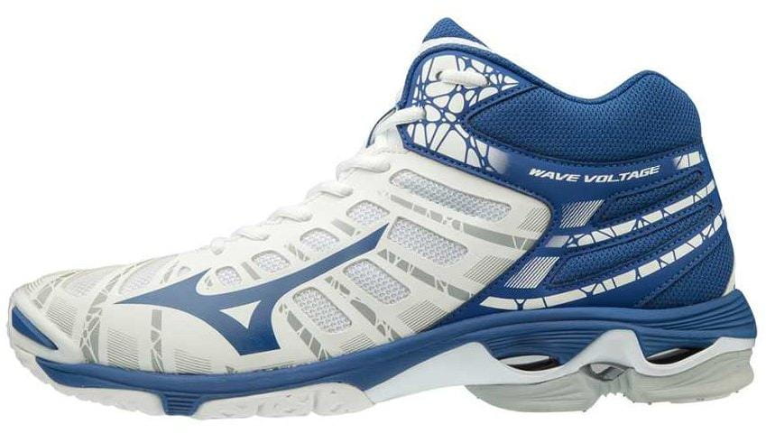 buty do siatkówki Mizuno Wave Voltage Mid - białe/niebieskie