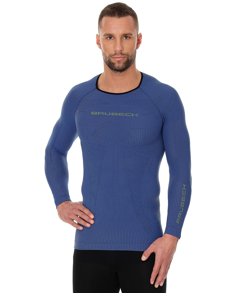 Brubeck 3D Run PRO męska koszulka do biegania długi rękaw niebieska