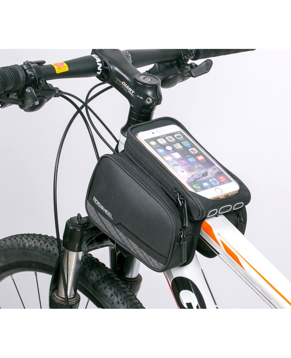Roswheel podwójna torebka rowerowa na ramę z odpinanym etui na telefon