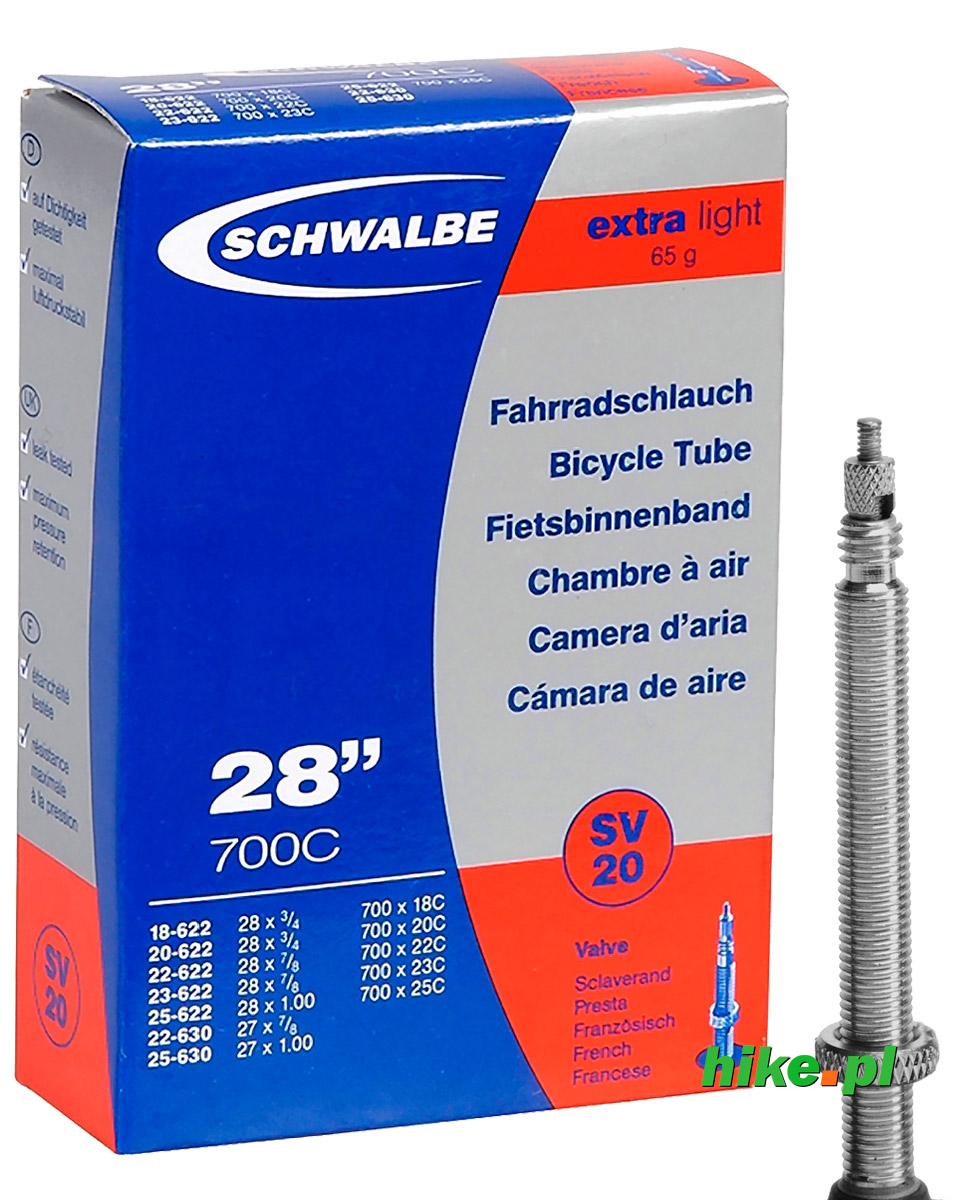 dętka rowerowa Schwalbe Extra Light 28 cali 18-25mm wentyl Presta