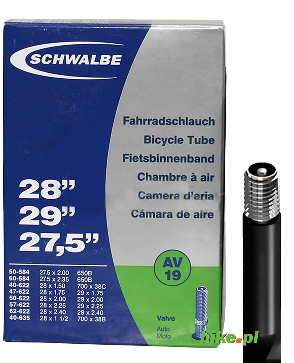 dętka rowerowa Schwalbe Standart 27,5 28 29 cali 40-62 mm wentyl samochodowy