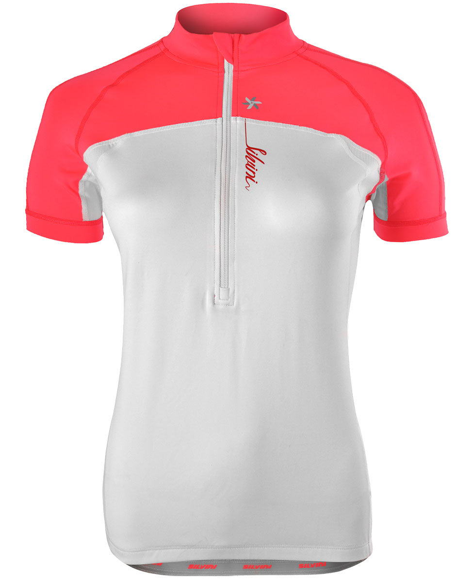 Silvini Gruso - damska koszulka rowerowa - biała/różowa