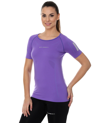 Brubeck Athletic damska koszulka krótki rękaw fioletowa